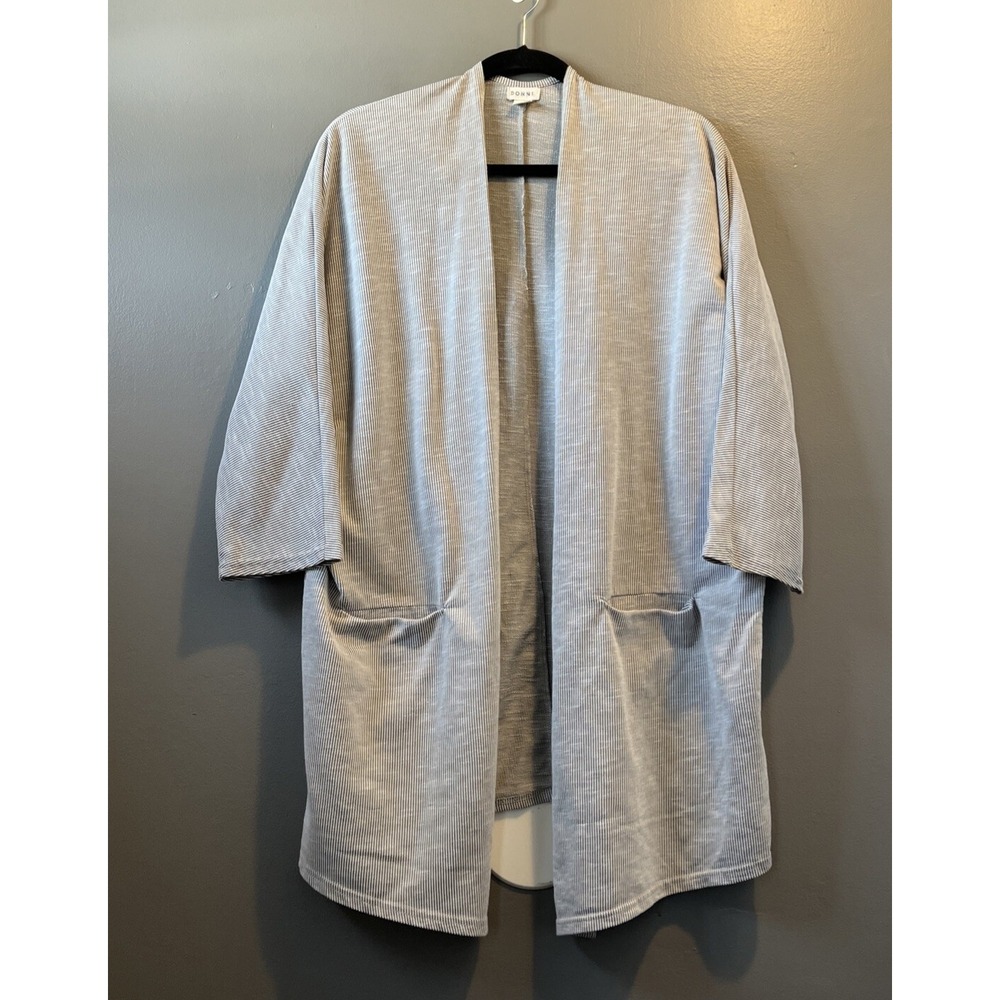 Anthropologie DONNI Ribbed Pocket Open Cardigan Womens One Size Sandwash Gray
